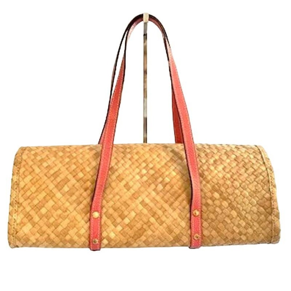 Kate Spade Wine / Picnic Basket shoulder bag Straw Wicker Rattan Pink trim - Picture 3 of 10